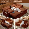 thumbnail image 2 of 73" Queen Size Sofa Bed, Loveseat Sleeper Sofa with Pull Out Bed, Pockets and Cup Holders, Modern 2 Seater Convertible Small Couch for Living Room Bedroom Apartment,Orange, 2 of 10