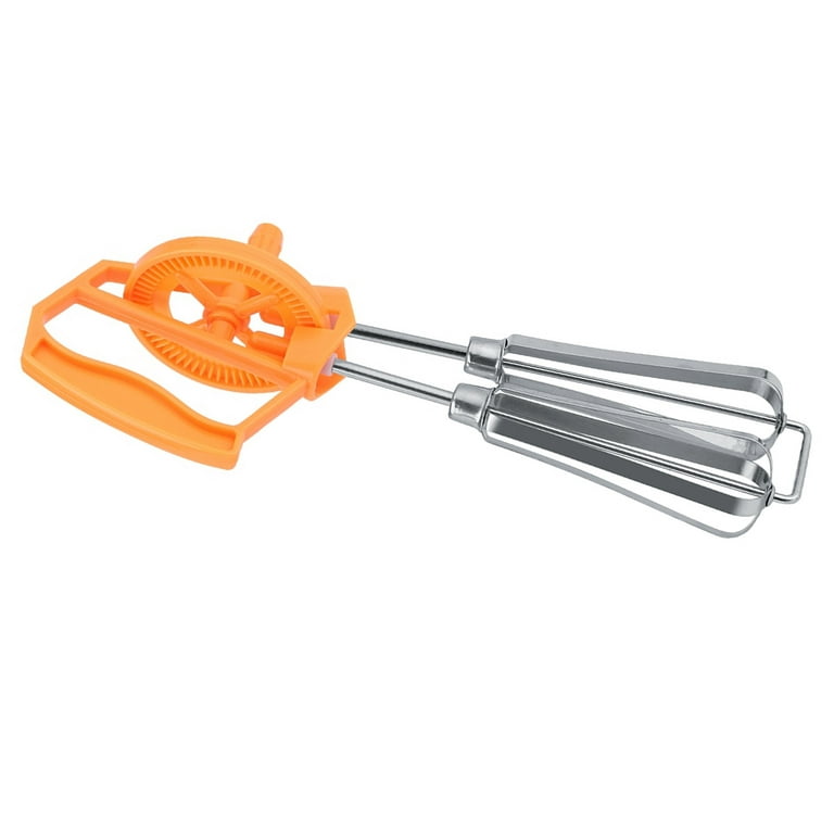 Manual Hand Mixer Hand Crank Stainless Steel for Home White,Orange