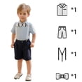 thumbnail image 2 of ‌LYMAYTER Boys Gentleman Outfits Baby Formal Sets,Infant Shirt + Shorts + Bow Tie + Suspenders 1Y-11Y, 2 of 7