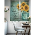 thumbnail image 4 of Sheer Curtains 72 Inches Long, Teal Retro Summer Botanical Floral Light Filtering Window Curtains for Living Room, Vintage Sunflower Rod Pocket Voile Sheer Curtain Drapes, 52"W x 72"L, 2 Panels, 4 of 9