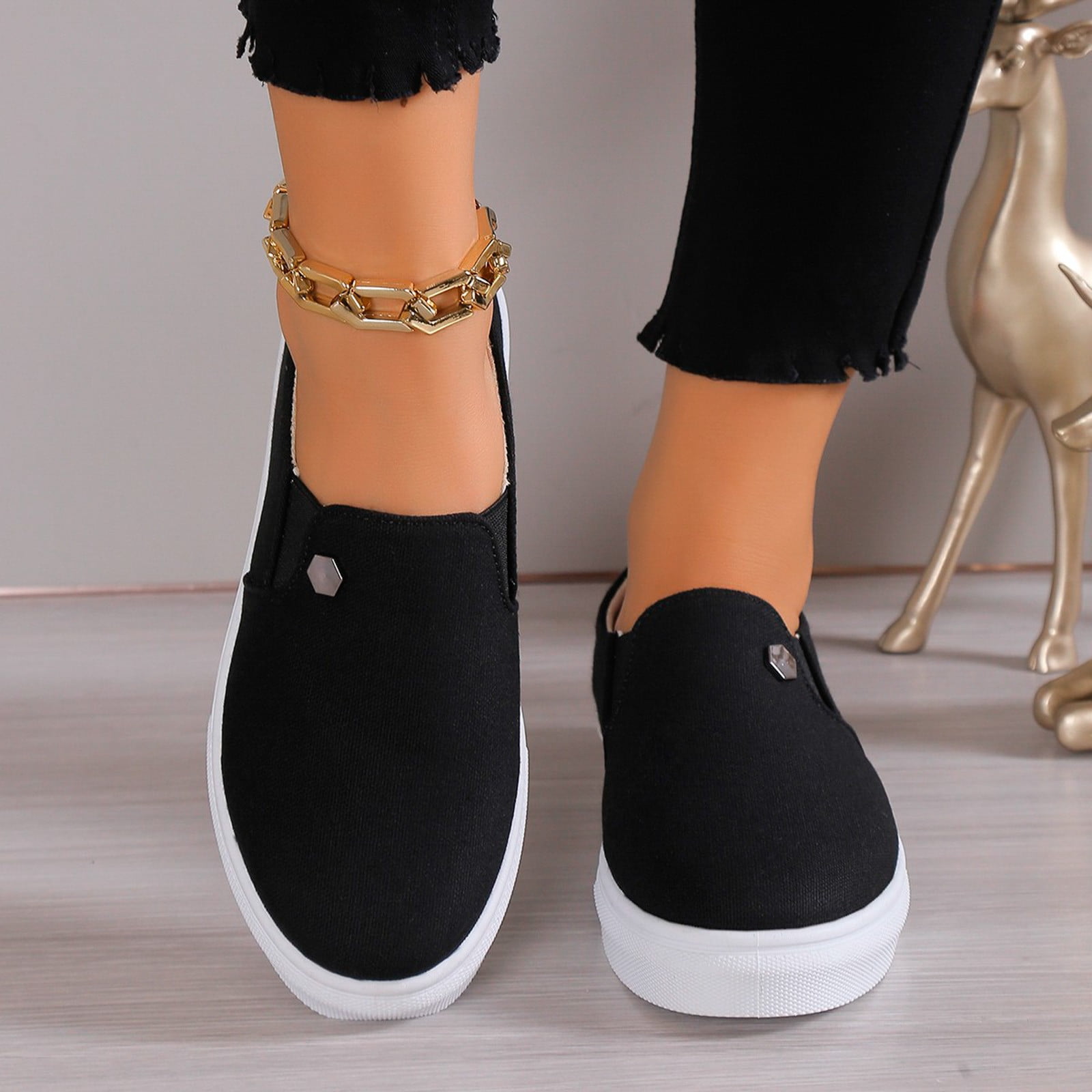 Adult Women Shoes Womens Work Shoes Office Casual Ladies Casual Simple Pure Color Cloth Surface Lightweight Flat Comfortable Large Size Female