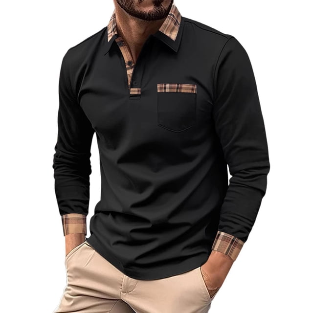 Camisa deportiva de manga corta con solapa y bolsillo para hombre, primavera-verano - Tejido transpirable, rayas en contraste, poliéster, entrenamiento/uso diario - S-XXXL
