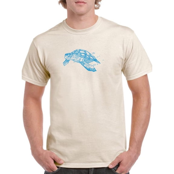 Hand Drawn Pencil Sea Turtle T-Shirt Men -Image by Shutterstock, Male Medium