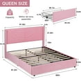thumbnail image 6 of VECELO Queen Size Bed Frame with 4 Storage Drawers and Headboard, Upholstered Platform Storage Bed, Wooden Slats Support, No Box Spring Needed, Pink, 6 of 9