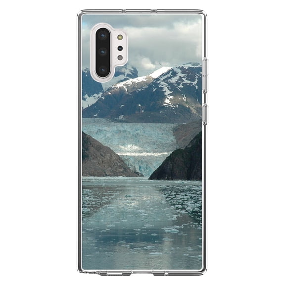 DistinctInk Clear Shockproof Hybrid Case for Galaxy Note 10 PLUS (6.8" Screen) - TPU Bumper, Acrylic Back, Tempered Glass Screen Protector - Tracy Arm Fjord Alaska