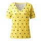thumbnail image 4 of Blusa de manga corta con cuello en V y estampado de puntos sueltos informales de verano para mujer OAVQHLG3B Store  lin121212, 4 of 4
