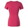 thumbnail image 4 of MixMatchy Women's Basic Solid Multi Colors Fitted Short Sleeve T-Shirt [S-3XL], 4 of 5
