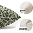 thumbnail image 3 of Olive Green Beige Daisy Floral Lumbar Pillow Covers 12X20 Inch Vintage Flowers Pillow Cases Set of 2 Block Print Cotton Linen Throw Pillows Farmhouse Decor For Sofa Couch Porch Bed Cushion Outdoor, 3 of 6