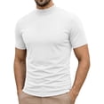 thumbnail image 2 of URBAN BUCK Short Sleeve Mock Turtle Neck Shirt Men Slim Fit Mock Neck Sweatshirt - Casual Ribbed Turtlenecks Sweater Murphy White Men T Shirt- S, 2 of 7