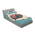 thumbnail image 2 of Ambesonne Retro Fitted Sheet & Pillow Sham Set, Nostalgic Antique Vehicle, Twinxl, Red Yellow Teal, 2 of 2