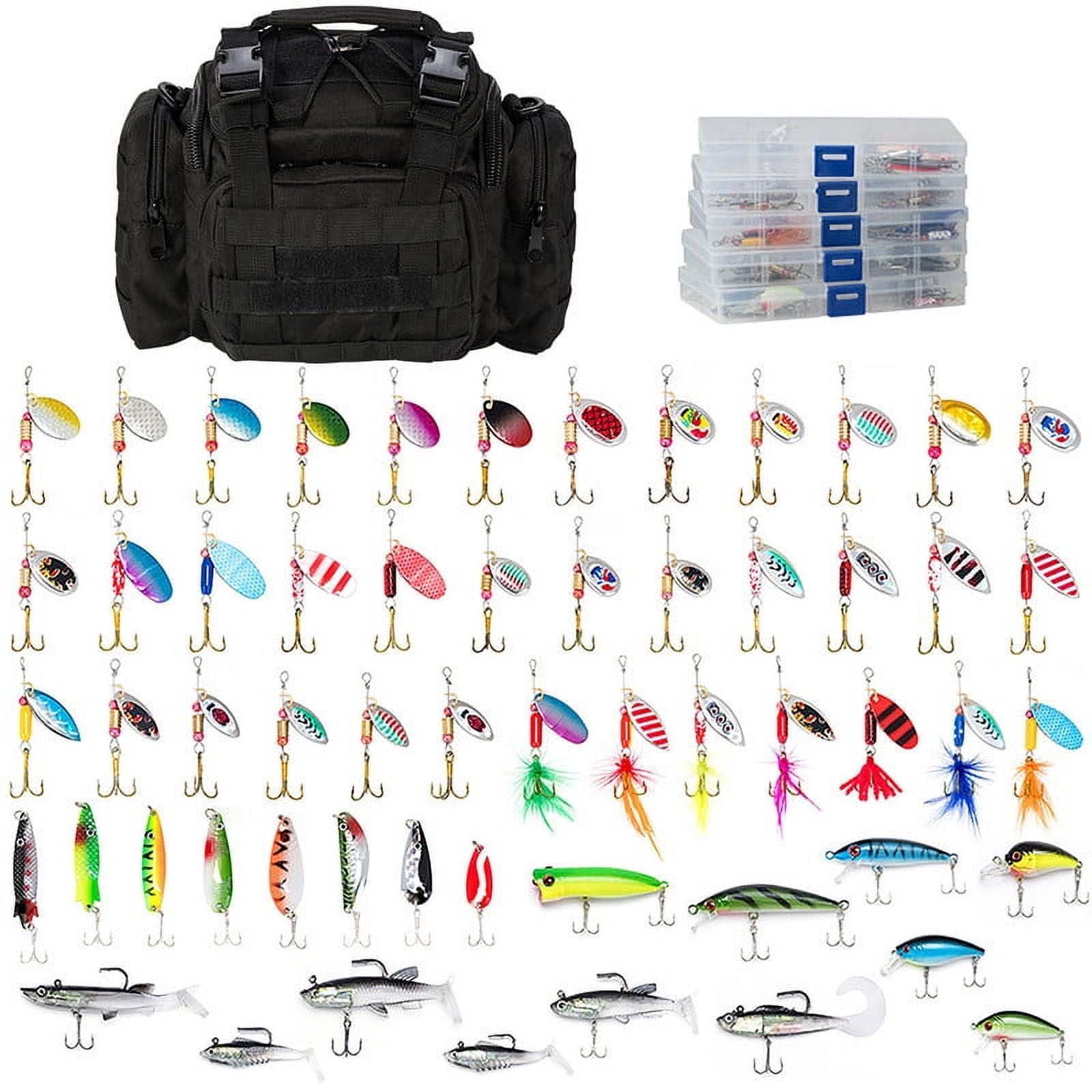 Dr.Fish Fishing Tackle Bag with Boxes & Bait Storage Fishing Lures Kit Black