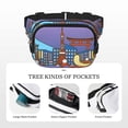 thumbnail image 3 of Lsque Sanrio Pattern Square Double Layer Waist Bag, Durable Twill Fabric Waist Pack with Adjustable Belt,Outdoor Hiking, Running, Travel Waist Bag, 3 of 6