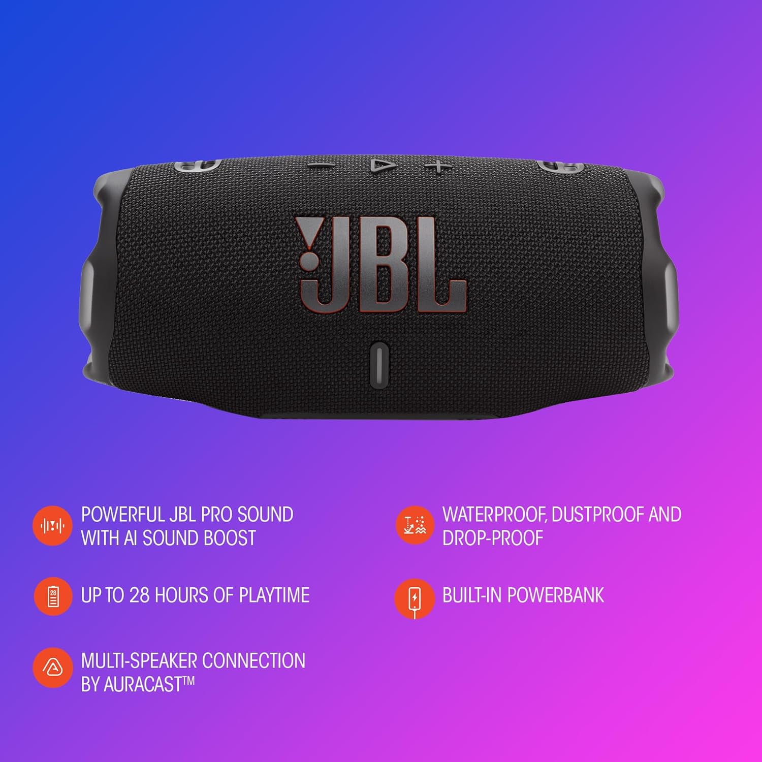 Restored JBL JBLCHARGE6REDAM-Z Charge 6 Portable Waterproof Speaker with Built-in Powerbank, Red (Refurbished)
