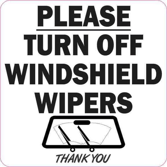 4in x 4in White Please Turn Off Windshield Wipers Magnet