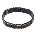 thumbnail image 1 of Bracelet magnétique en acier titane pour hommes et femmes, bijou de thérapie magnétique tendance, cadeau de fête (noir et or), 1 of 4