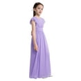 thumbnail image 4 of MSemis Robe de Princesse pour Enfants Robe de Demoiselle d'Honneur en Chiffon Plissé Manches Flottantes Robe de Fête d'Anniversaire Lavande 12, 4 of 7