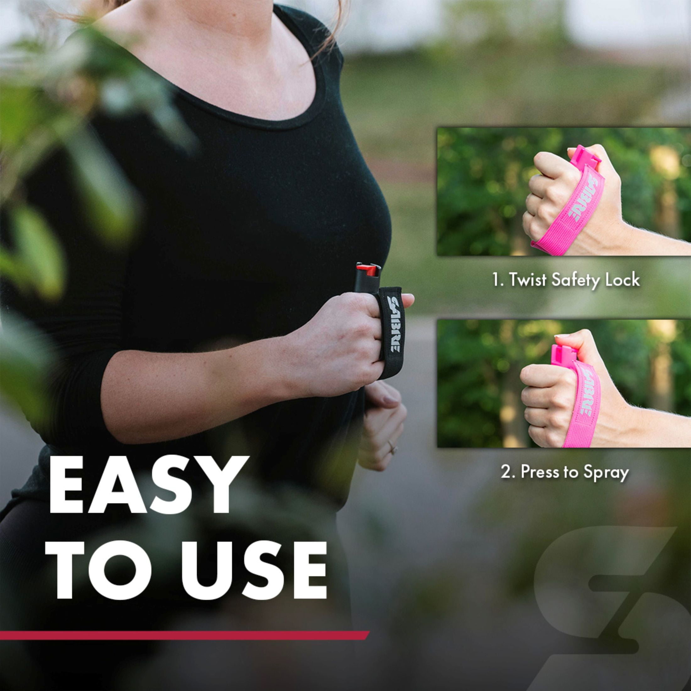 (3 pack) SABRE Runner Pepper Gel with Adjustable Reflective Hand Strap, Black, 1 Ct, New,Pocket Pepper Sprays