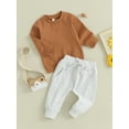thumbnail image 5 of Lamuusaa Toddler Boy Clothes Long Sleeve Round Neck Pullover Elastic Waist Pants 2Pcs Warm Outfit, 5 of 9
