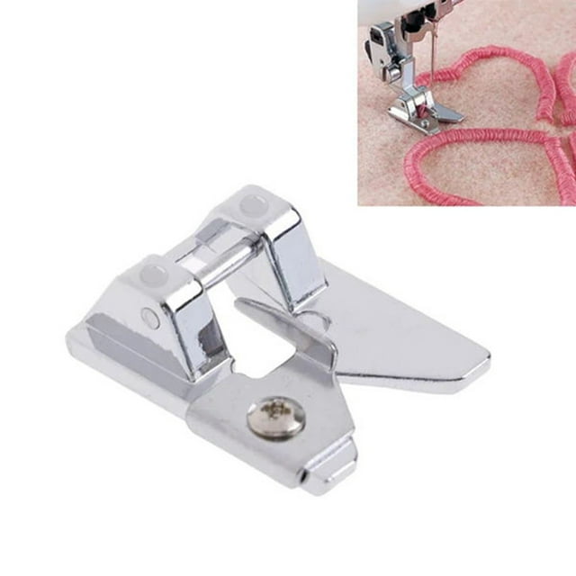 Prensatelas de costura 3D | Pie de flecos y bucles para bordado de apliques | Ajuste universal | Creador de adornos decorativos | Acero inoxidable | 2,5 x 2 cm | 1 Pieza | Compatible con la mayoría