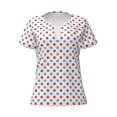 thumbnail image 3 of Naloa Red Blue Polka Dots Print T-Shirts Short Sleeve V Neck Tees for Women Fashion Tops Trendy Lightweight Soft Casual Summer Outfits Clothes, 3 of 5