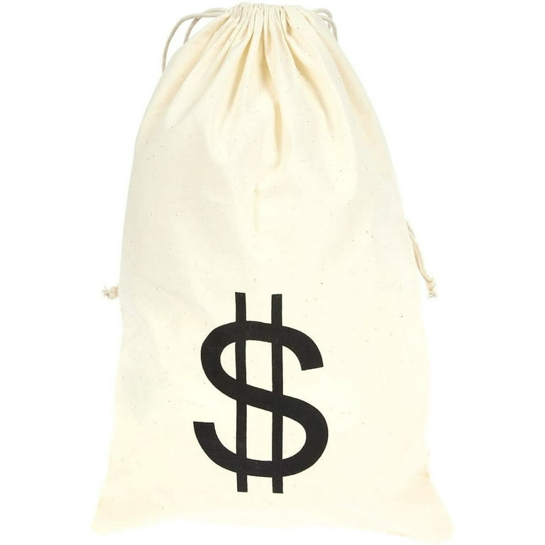 Fake Money Drawstring Bag for Kids Funny Halloween Party Favors, Thief  Robber Costume Accessories, Dollar Sign