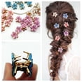 thumbnail image 3 of Mini lindas pinzas para el cabello en forma de flor para niñas, pasadores de pelo de cristal multicolor para peinados largos con trenzas(Morado)(1 pieza), 3 of 4