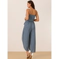 thumbnail image 4 of DARING DIVA Women's Summer Spaghetti Straps Sleeveless V Neck Jumpsuit L Grey Blue, 4 of 6