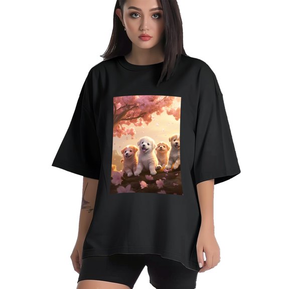 Plus Size Shirt for Women Black Tops for Women Short Sleeves Shirt for Women Puppy T Shirt Crewneck Shirt for Women XS