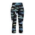 thumbnail image 4 of SCRAWLGOD Shark Print Blue Black Women's Capri Yoga Pants with Pockets High Waisted Yoga Legging for Workout Tummy Control Breathable Casual Cropped Tights, XS, 4 of 7