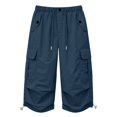 thumbnail image 4 of Women's Capri Cargo Pants, Elastic Waist Cropped Hiking Pants for Women, Lightweight Quick Dry Jogger Trousers with Multi Utility Pockets, Adjustable Capri Length Streetwear Travel Pants Navy XXL, 4 of 8