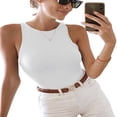thumbnail image 3 of QJUHUNG Tank Bodysuit for Women Halter Neck Sleeveless Ribbed Bodysuit Basic Tank Tops, 3 of 8