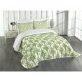 thumbnail image 3 of Ambesonne Irish Quilted Bedspread Set 3 Pcs, Entangled Clover Leaves, Queen Size, Cream Green, 3 of 5