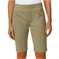 thumbnail image 3 of Women's Stretch Twill Bermuda Shorts, Elastic High Waist Pull On Hiking Shorts with Pockets, Casual Summer Outdoor Shorts for Women, Womens | VerBelle,Khaki 3XL, 3 of 9