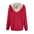 thumbnail image 6 of Clothing 2025 Sweatshirts for Women 2025 Sweatshirts Hoodies Knit Drawstring Hoodie Casual Button V Neck Tops Pullover Sweatshirt Womens Plus Size Sweatshirts Red S, 6 of 6