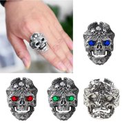 Aellinatey Skull Shaped Adjustable Rings Alloy Material Finger Rings Gift for Women Man