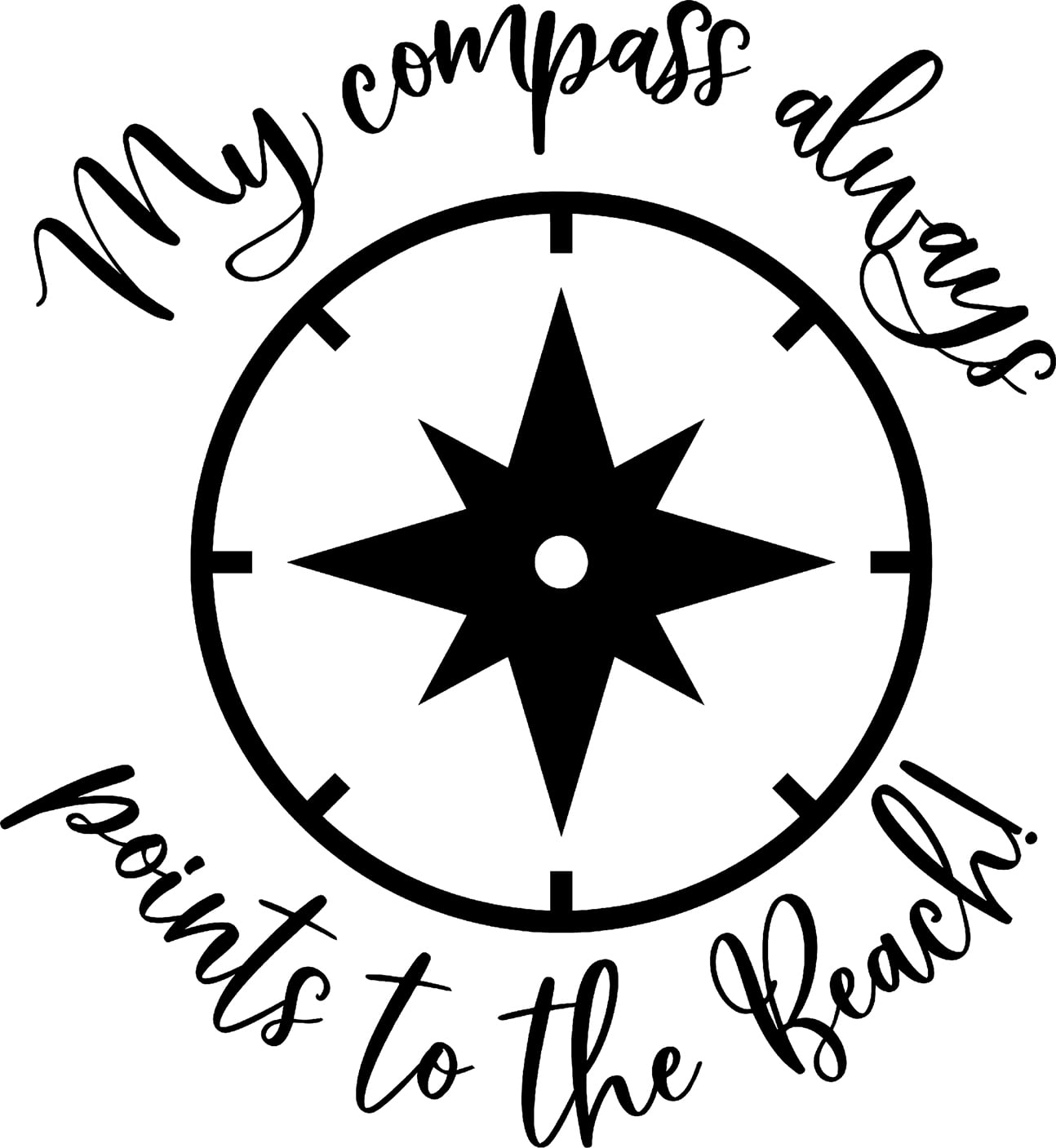 My Compass Always Points To The Beach Navigate Funny Wall Decals for Walls Peel and Stick wall