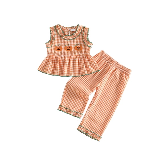 Loicainy Baby Toddler Girls Halloween Outfit 6 12 18 24 Months 2T 3T 4T Sleeveless Crew Neck Tank Tops and Pants Clothes Set