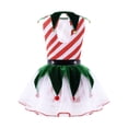 thumbnail image 2 of TSSOE Kids Girls Elf Stripes Christmas Dance Dress Ballet Dance Tutu Dress Pom Pom Holiday Party Outfits Red 16, 2 of 7