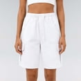 thumbnail image 2 of Women Cargo Shorts with Pockets Adjustable Waist Solid Color Summer Fashion,White,2XL, 2 of 4