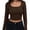 Chocolate, variant on Women Crew Neck Knitted Crop Shirt Long Sleeve Low Cut Basic Solid Tee Sexy Cutout Blouse Top Streetwear