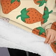 thumbnail image 3 of Oversized Wearable Blanket Hoodie,Orange Strawberry Plants Fruit Sherpa Blanket Hoodie with Super Pockets,Super Warm Fuzzy Pullover for Women & Men, 3 of 6