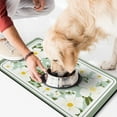thumbnail image 2 of Dog Feeding Mat, Dog Mat for Food and Water, Pet Dog Cat Bowl Mat, No-Slip Absorbent Water Feeding Mat with Sage Green Flowers,17inx30in, 2 of 7