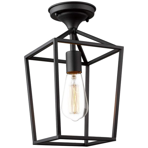 Emliviar Semi-Flush Mount Ceiling Light, Farmhouse Ceiling Light Fixture in Black Finish, 20065B1-F1 BK