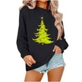 thumbnail image 2 of Njoeus Womens Crewneck Sweatshirt Raglan Long Sleeve Christmas Tree Print T-Shirt Casual Cute Pullover Top Christmas Sweatshirt for Women Gifts Black XS, 2 of 3