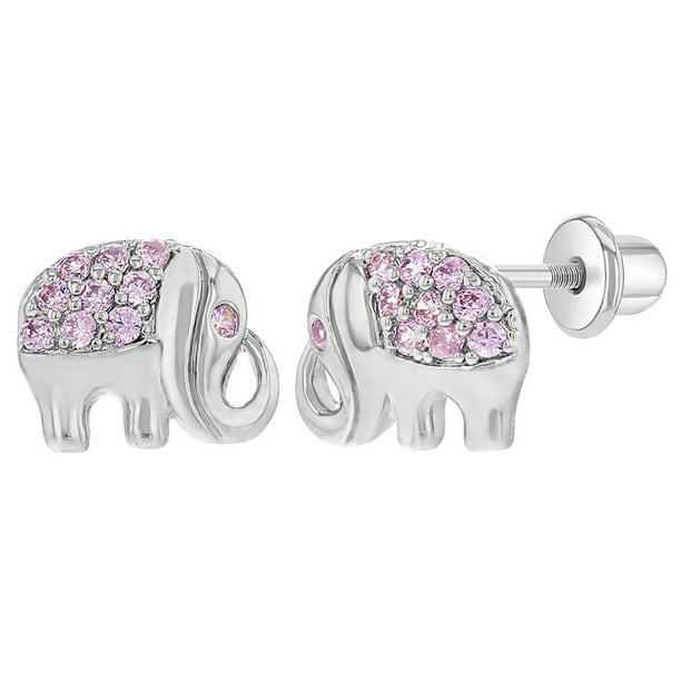 925 Sterling Silver Heart Stud Earrings With Dancing Stone - Screw Back For Girls, Hypoallergenic