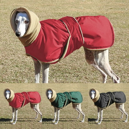 Dog Coat Large Dog Winter Clothes Thick Hoodie Dog Jacket Greyhound & Leash Hole