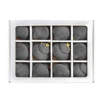 HomeDM 12Pcs Christmas Flocked Balls Ornaments, 2.36"/6CM Plastic Shatterproof Christmas Tree Ornaments Gray Hanging Ornaments for Xmas Tree Decor, Fireplace Farmhouse Home Decor