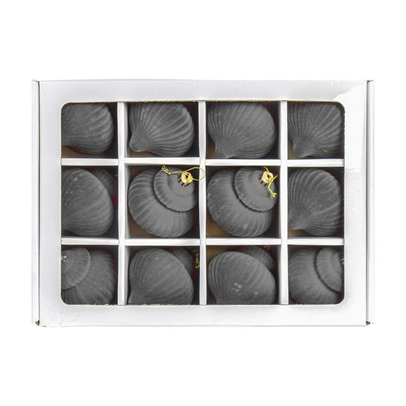 HomeDM 12Pcs Christmas Flocked Balls Ornaments, 2.36"/6CM Plastic Shatterproof Christmas Tree Ornaments Gray Hanging Ornaments for Xmas Tree Decor, Fireplace Farmhouse Home Decor