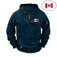 thumbnail image 2 of Miluxas Hoodies for Men Zip up Lightweight Hoodie Canadian Flag Sweatshirt Casual Fashion Jackets Fall Tops with Zip Pockets Navy, 2 of 9