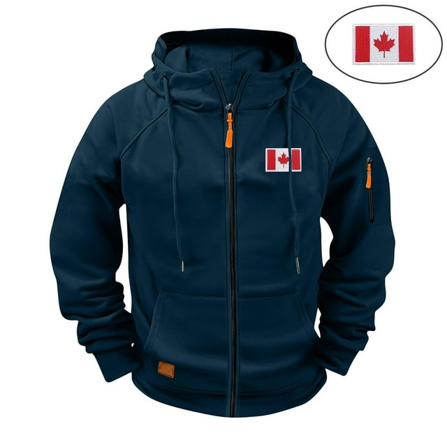 Fankiway Manteau Décontracté pour Hommes Manteau Cargo Couleur Unie Multiples Poches Sport Entraînement Raglan à Manches Longues Veste Décontractée Marine
